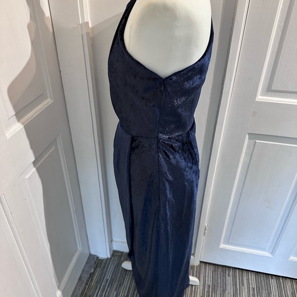 TED Baker Size 3 Navy One Shoulder Drape Midi Dress - Picture 10 of 17